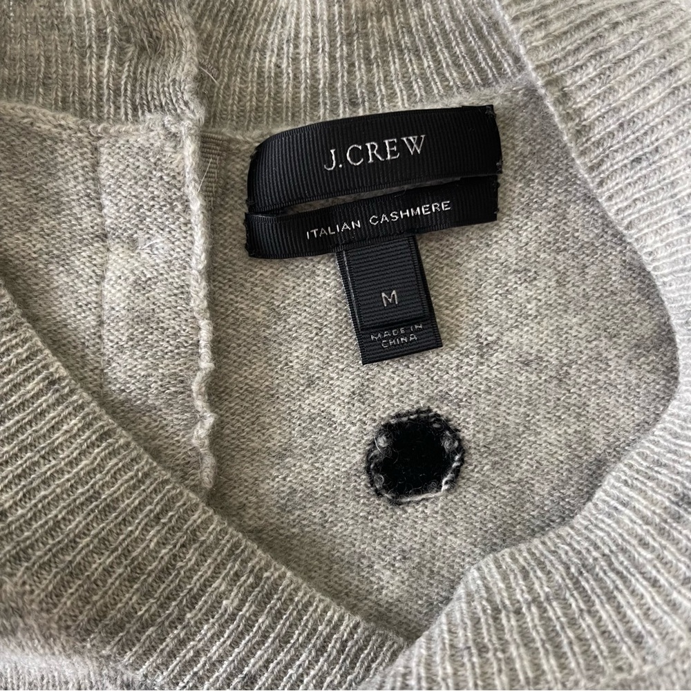 J. Crew Cashmere Crewneck Sweater with Polka Dots - Picture 2 of 8